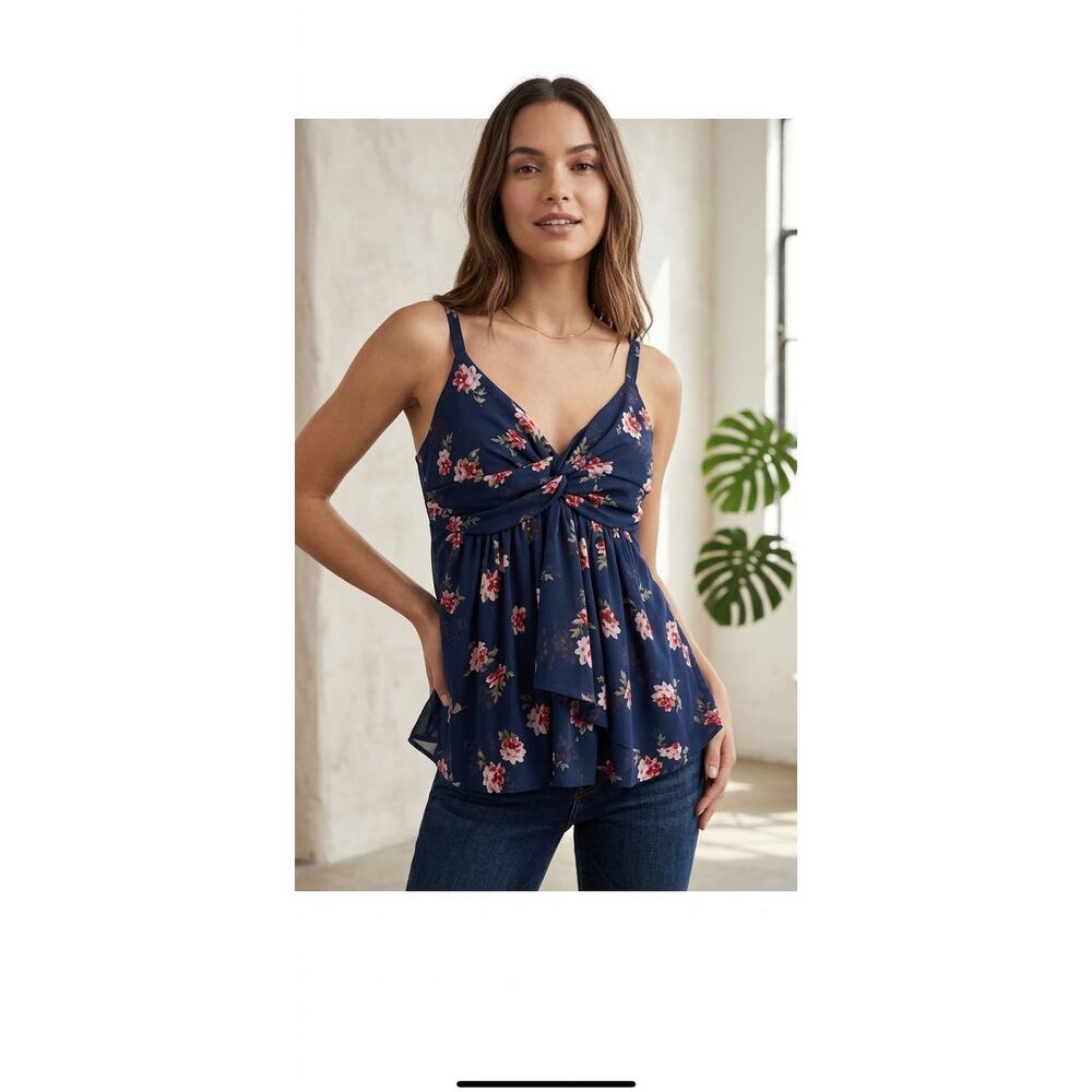 Express Y2K Floral Front Tank Top Medium Sleeveless Boho Coquette Summer Top